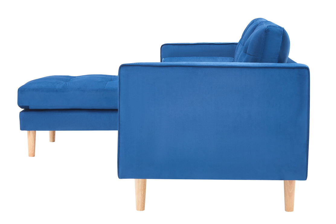 Blue Velvet Corner Sofa-Left or Right Hand Facing