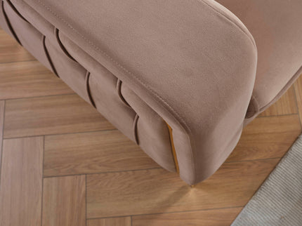 BERLIN Beige Velvet Sofa Bed with Gold Detailing