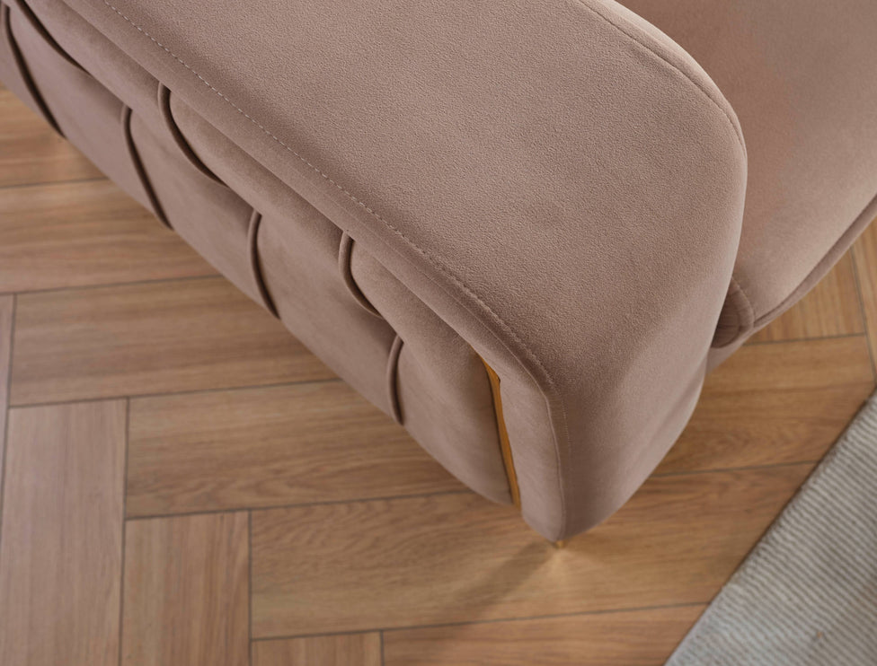 BERLIN Beige Velvet Sofa Bed with Gold Detailing