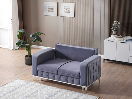 BERLIN Grey Velvet Sofa Bed with Chrome Detailing