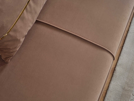 BERLIN Beige Velvet Sofa Bed with Gold Detailing