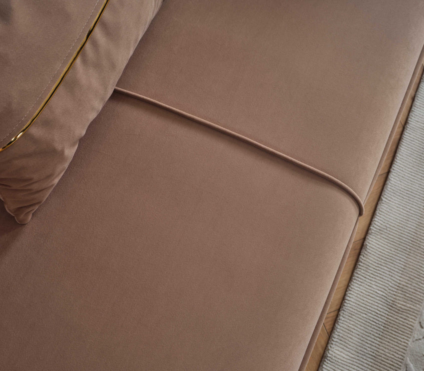 BERLIN Beige Velvet Sofa Bed with Gold Detailing