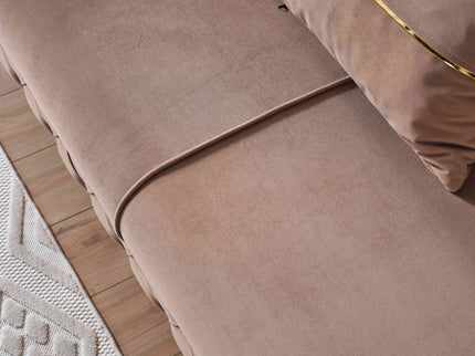 PARMA Beige Velvet Sofa Bed with Gold Detailing