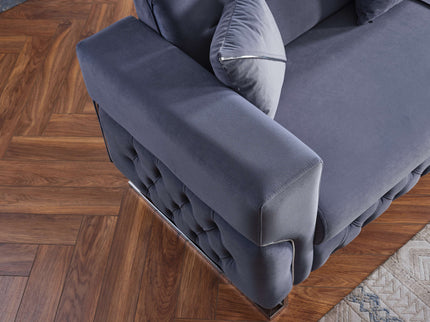 PARMA Sofa Bed in Grey Velvet with Chrome Detailing