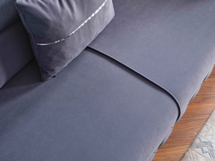PARMA Sofa Bed in Grey Velvet with Chrome Detailing
