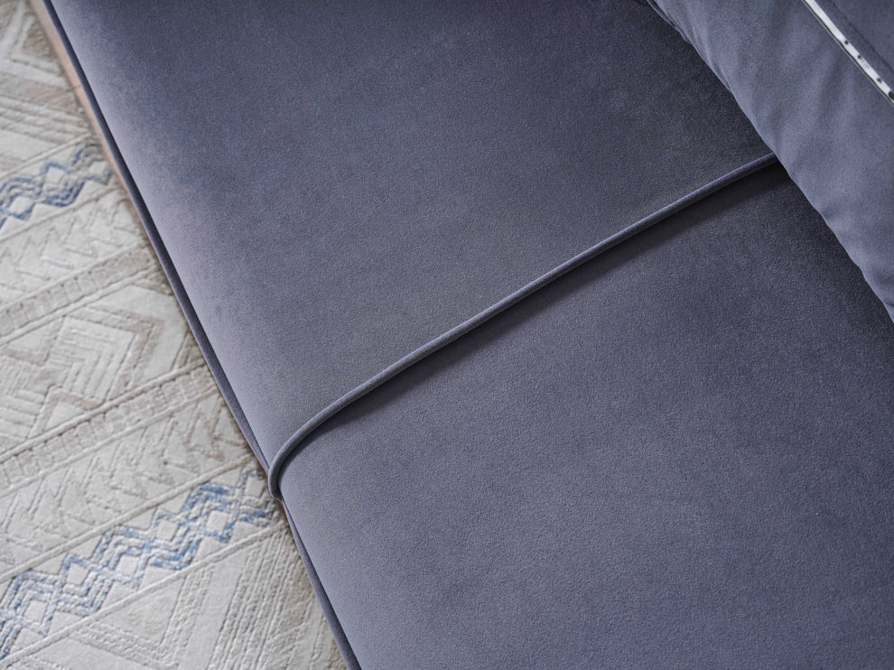 BERLIN Grey Velvet Sofa Bed with Chrome Detailing