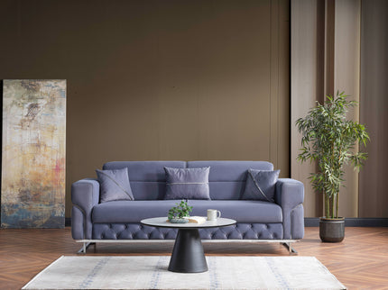 PARMA Sofa Bed in Grey Velvet with Chrome Detailing