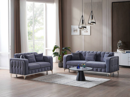 BERLIN Grey Velvet Sofa Bed with Chrome Detailing