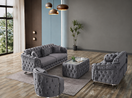 ALMERA Grey Velvet Living Room Furniture