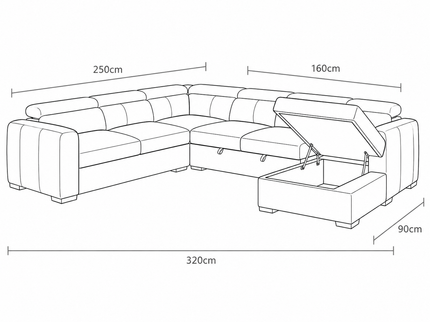 Windsor U-Shape Grey Corner Sofa