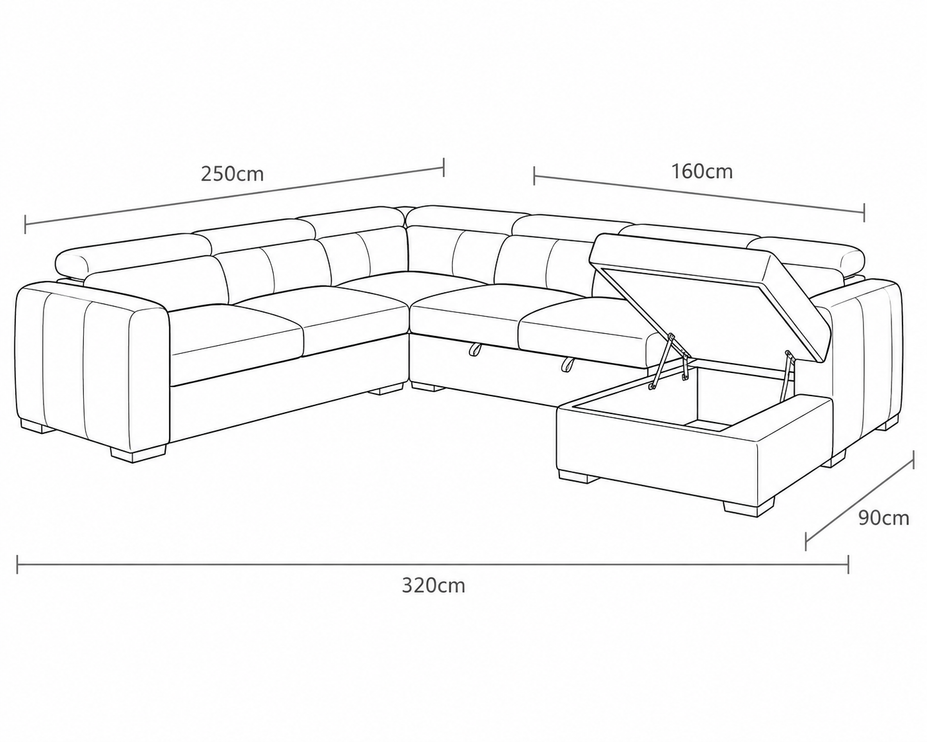 Windsor U-Shape Grey Corner Sofa