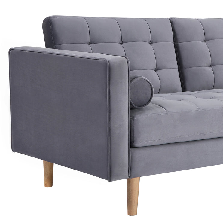 Grey Velvet Corner Sofa-Left or Right Hand Facing