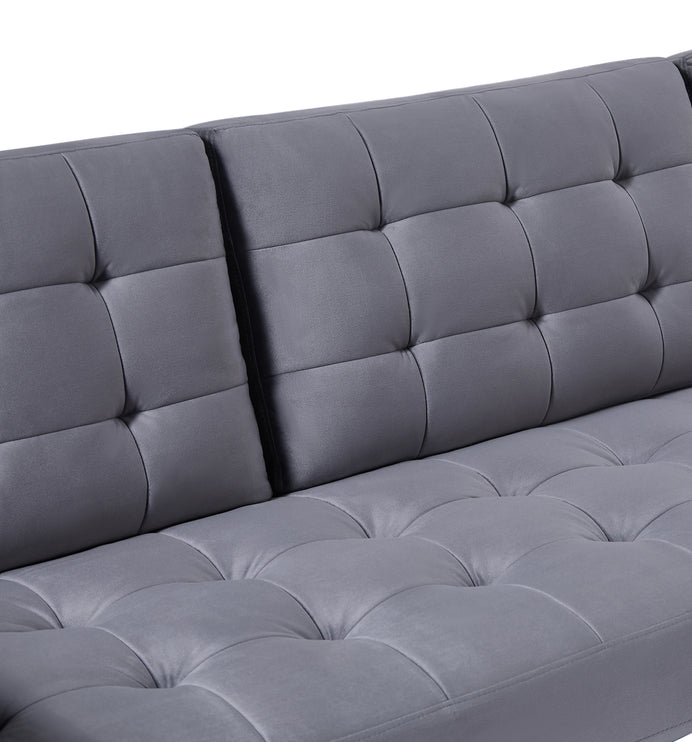 Grey Velvet Corner Sofa-Left or Right Hand Facing