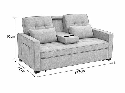 HOMCOM Beige 2 Seater Pull out Sofa Bed