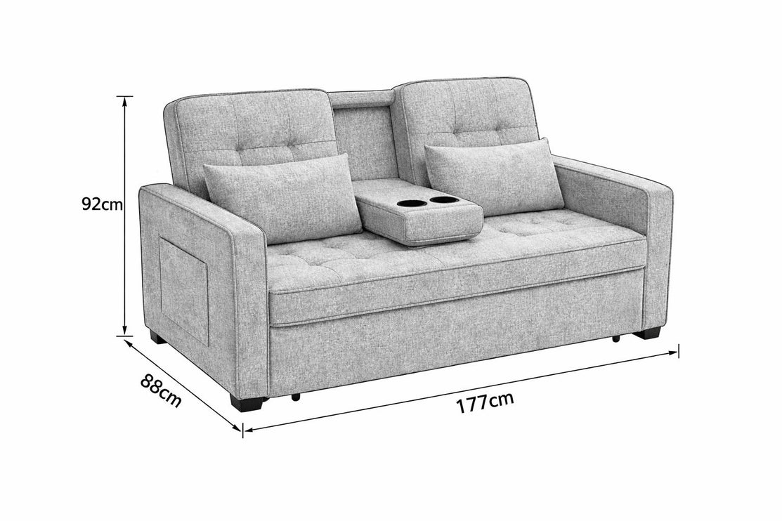 HOMCOM Beige 2 Seater Pull out Sofa Bed