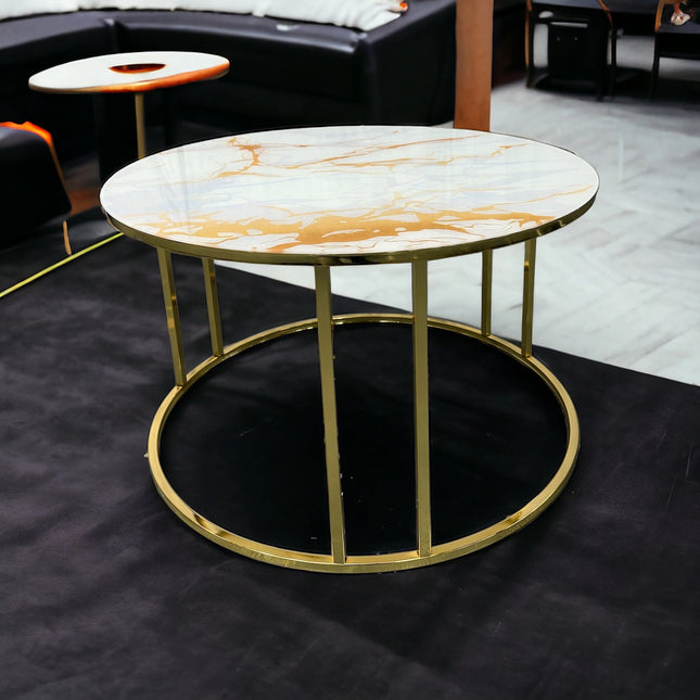 Elegant Marble and Gold Coffee Table