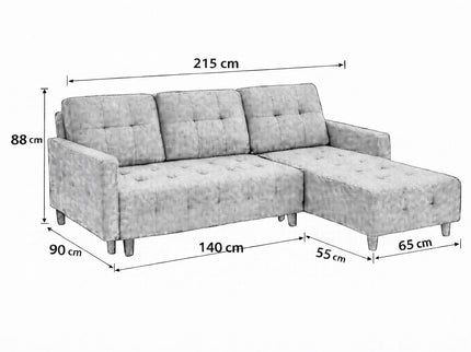 Pisa Grey Corner Sofa Bed with Reversible Chaise