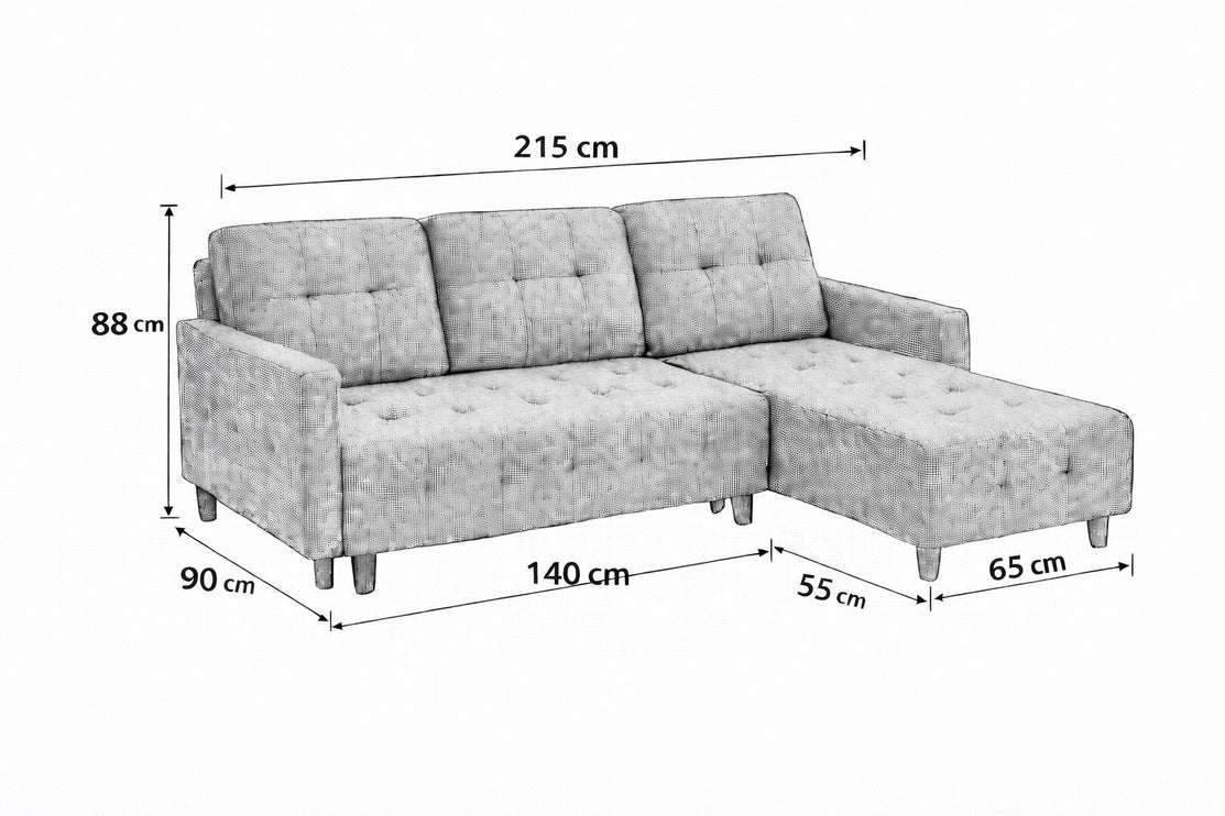 Pisa Grey Corner Sofa Bed with Reversible Chaise