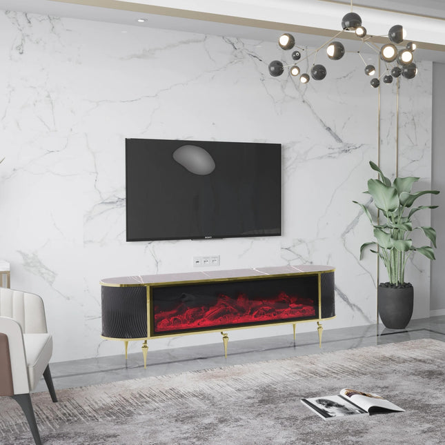 Tuna Electric Fireplace TV Stand with Built-in Bluetooth & Speakers