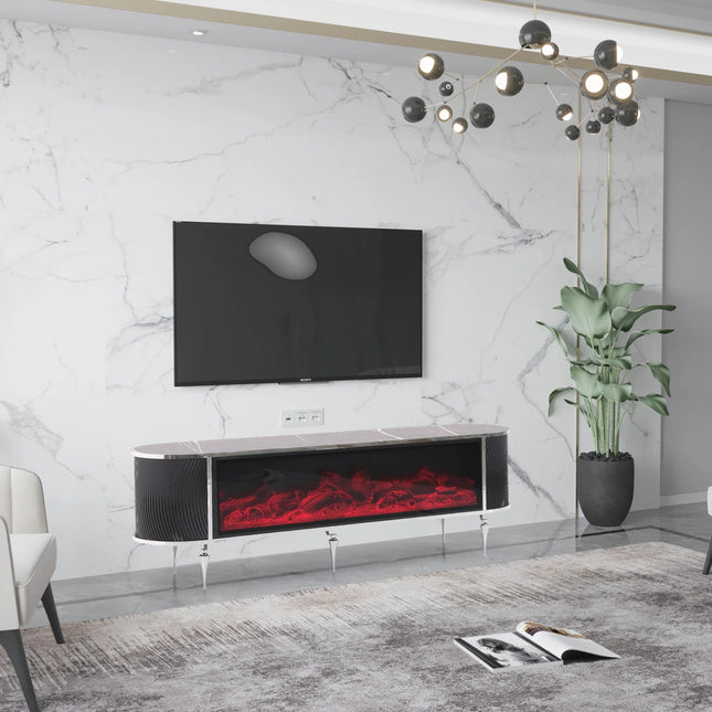 Tuna Electric Fireplace TV Stand with Built-in Bluetooth & Speakers