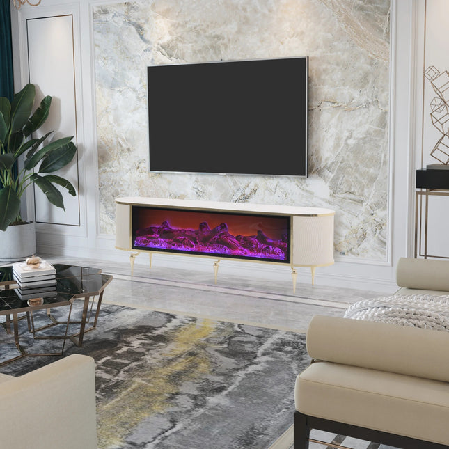 Tuna Electric Fireplace TV Stand with Built-in Bluetooth & Speakers