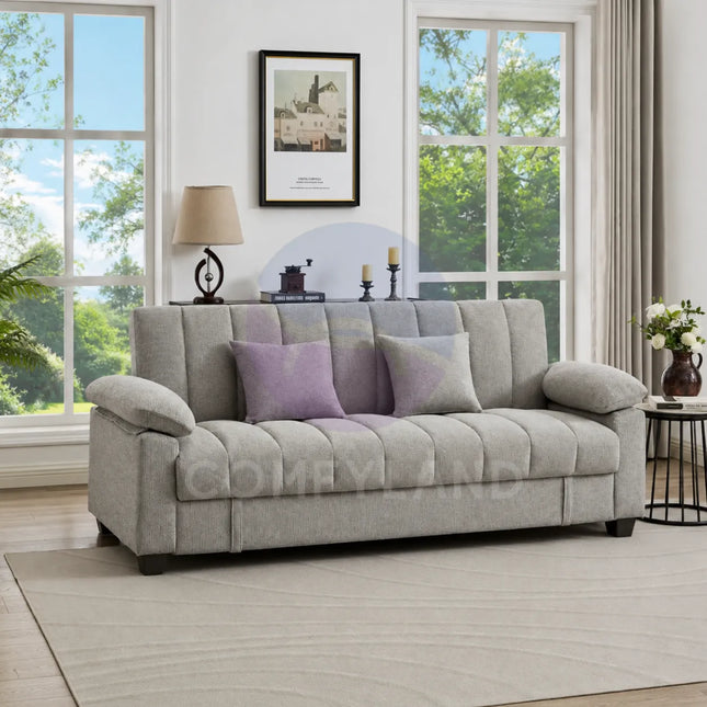 Verona Beige Textured Chenille Sofa Bed