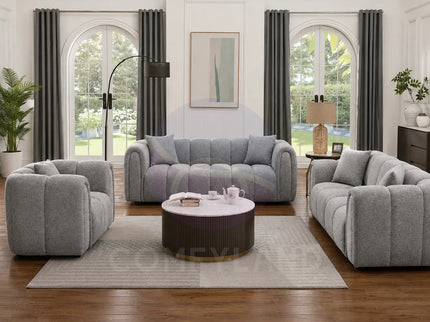 Cloud Grey Bubble-Tufted Curved Sofa
