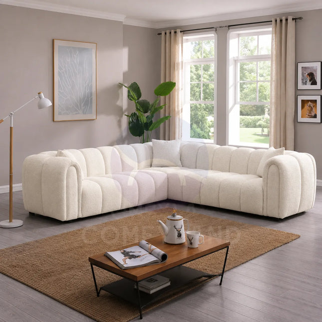 Cloud Beige Bouclé L-Shaped Corner Sofa