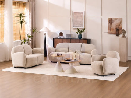 Beans Beige Textured Chenille Sofa