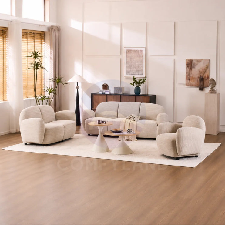 Beans Beige Textured Chenille Sofa