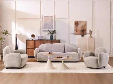 Beans Grey Textured Chenille Sofa