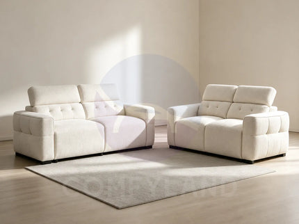Milan Beige Adjustable Headrest Sofa