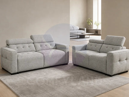 Milan Grey Adjustable Headrest Sofa
