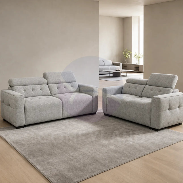 Milan Grey Adjustable Headrest Sofa