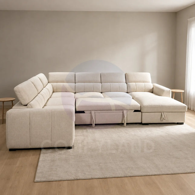 Windsor U-Shape Beige Corner Sofa
