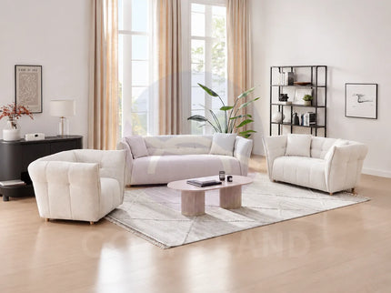 Vienna Beige Channelled Curved Sofa