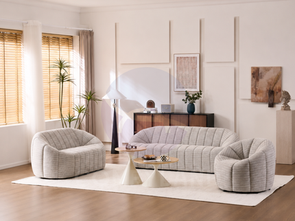Serum Grey Bouclé Curved 2-Seater Sofa