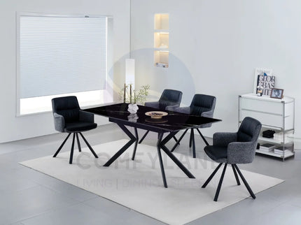 Henley Black Extending Dining Table with 4 Chairs