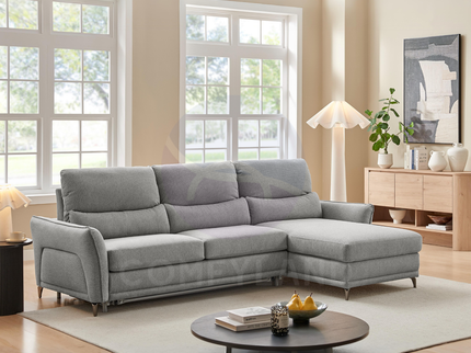 Cara Grey  Sectional Sofa with Sleeper and Storage