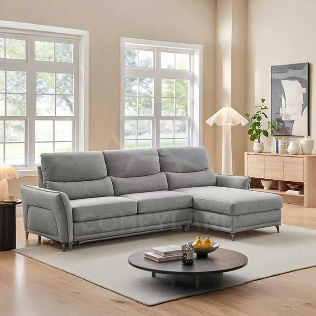 Cara Grey  Sectional Sofa with Sleeper and Storage