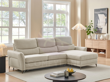 Cara Beige Sectional Sofa with Sleeper and Storage