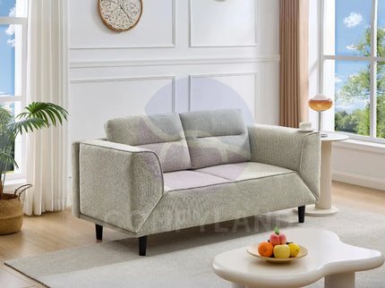 Convertible Beige Futon Loveseat Sleeper Sofa with Adjustable Armrest