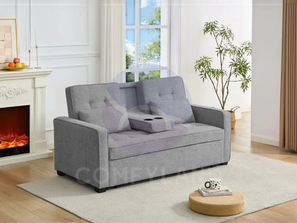HOMCOM Grey 2 Seater Pull out Sofa Bed
