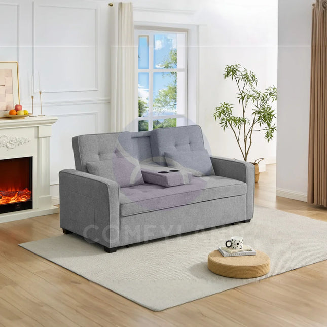 HOMCOM Grey 2 Seater Pull out Sofa Bed