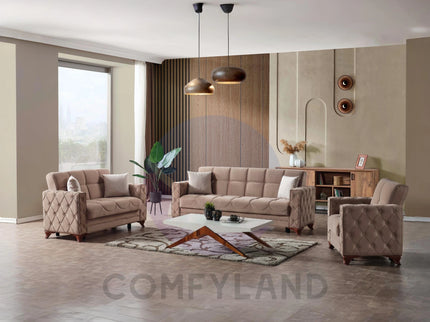Dezza Sofa Bed in Beige Velvet