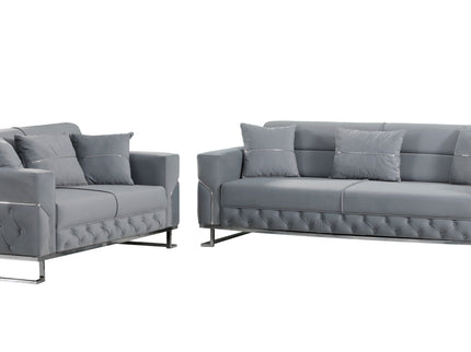 PARMA Sofa Bed in Grey Velvet with Chrome Detailing