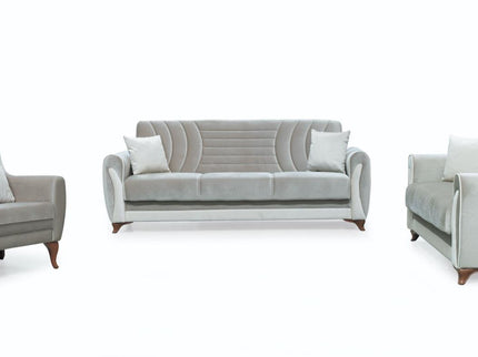 Seren Beige Velvet Sofa Bed