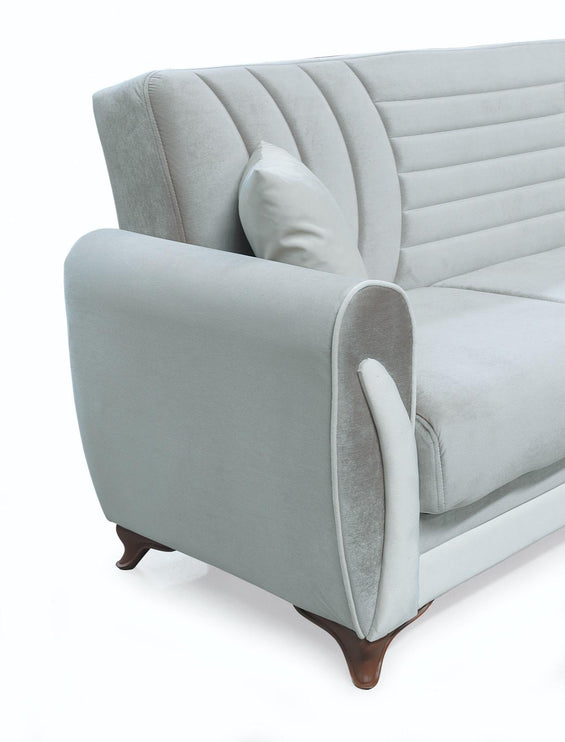 Seren Beige Velvet Sofa Bed