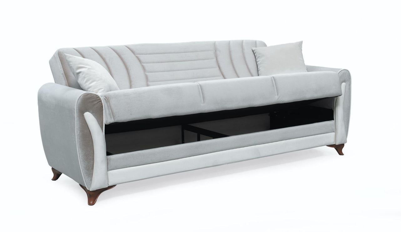 Seren Beige Velvet Sofa Bed