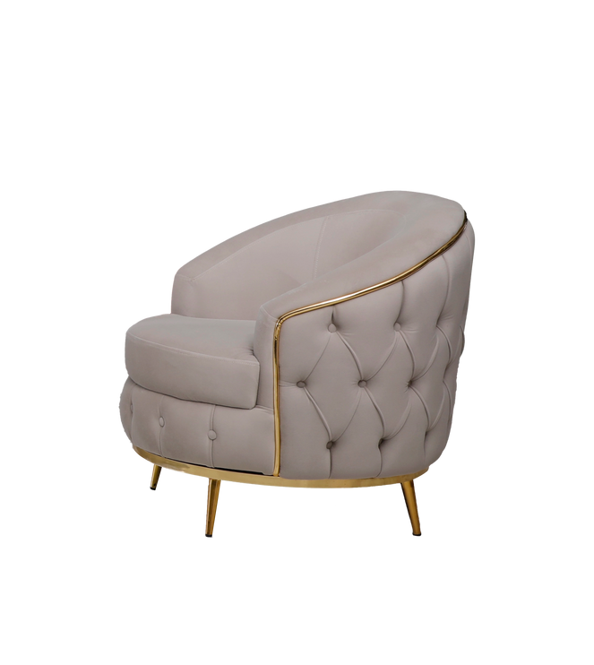 ALMERA Beige Velvet with Gold Detailing